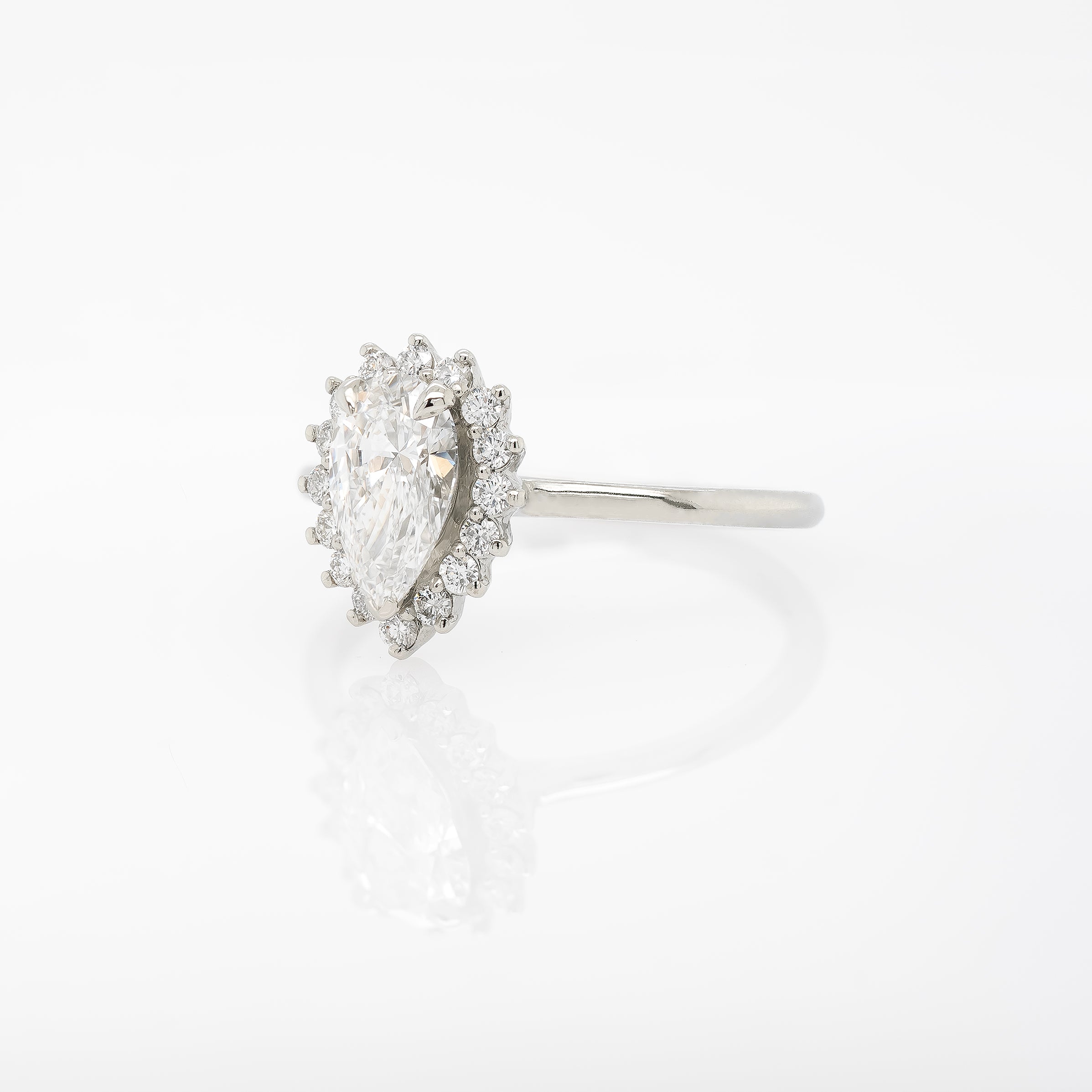 0.96ct Pear-Shaped Diamond Halo Engagement Ring | Magpie Jewellery