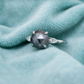 2.22ct Rose Cut Salt & Pepper Diamond Engagement Ring | Magpie Jewellery