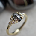 Rose Gold .95ct Oval Rose Cut Salt & Pepper Diamond Ring - Magpie Jewellery