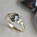 Rose Gold .95ct Oval Rose Cut Salt & Pepper Diamond Ring - Magpie Jewellery