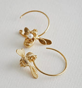 Flying Bee with Pearl Hoop Earrings | Magpie Jewellery