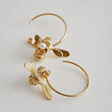 Flying Bee with Pearl Hoop Earrings | Magpie Jewellery