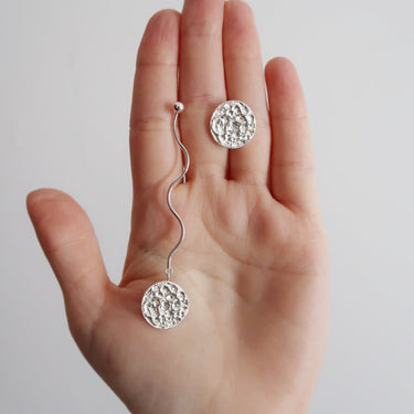 Asymmetrical Moon Statement Earrings - Magpie Jewellery