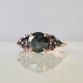 Black Diamond Cluster Engagement Ring