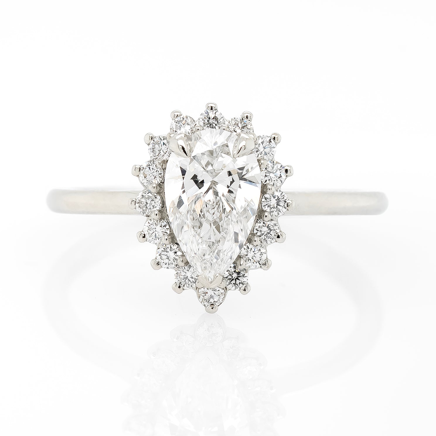 0.96ct Pear-Shaped Diamond Halo Engagement Ring | Magpie Jewellery