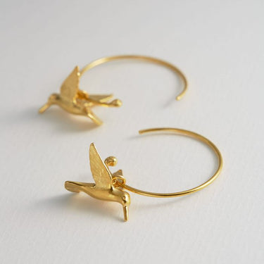 Hummingbird Hoop Earrings - Magpie Jewellery