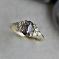 Rose Gold .95ct Oval Rose Cut Salt & Pepper Diamond Ring - Magpie Jewellery